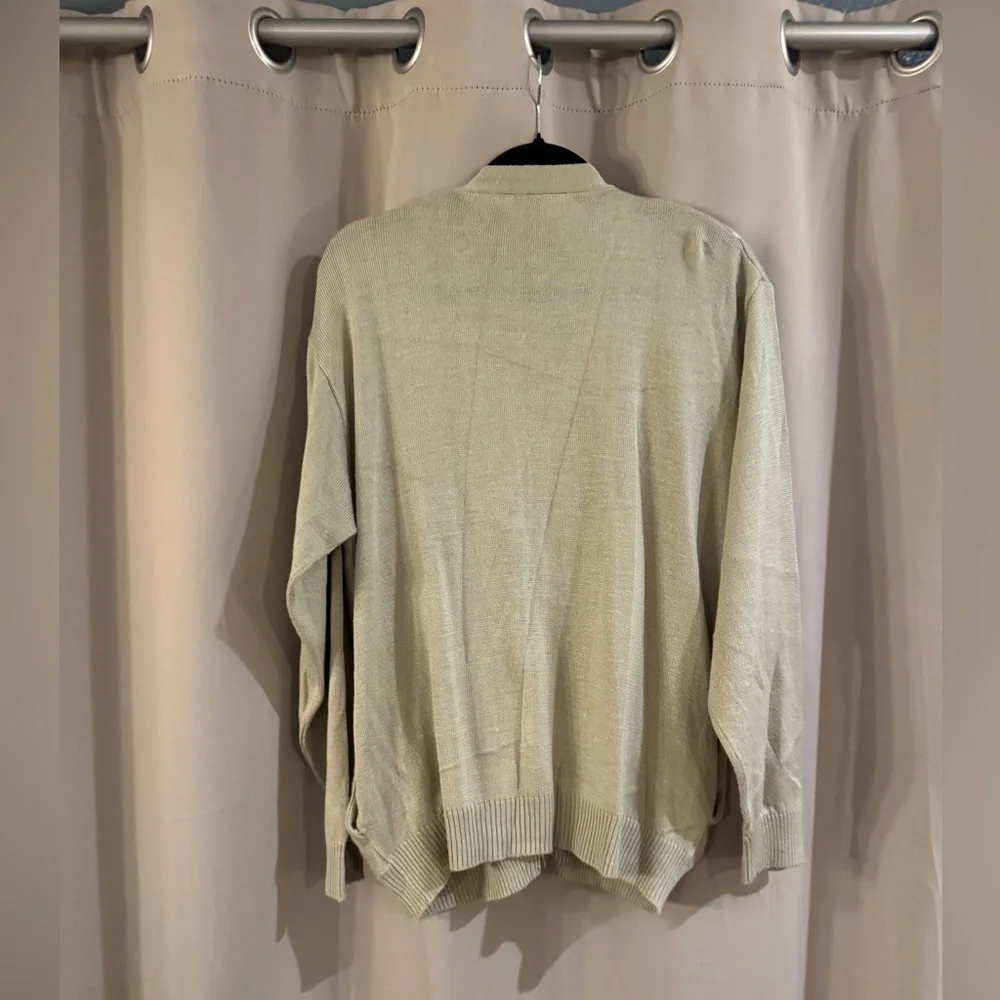 Haband Vintage Beige Cardigan with Geometric Pattern